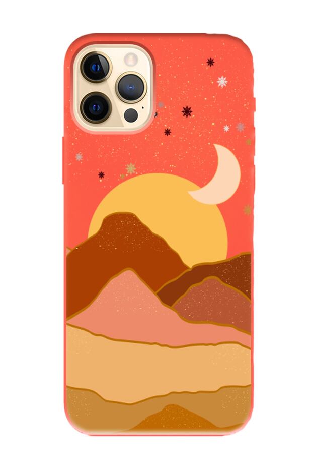 iPhone 14 Pro Mountain Art Design Orange Launch Phone Case