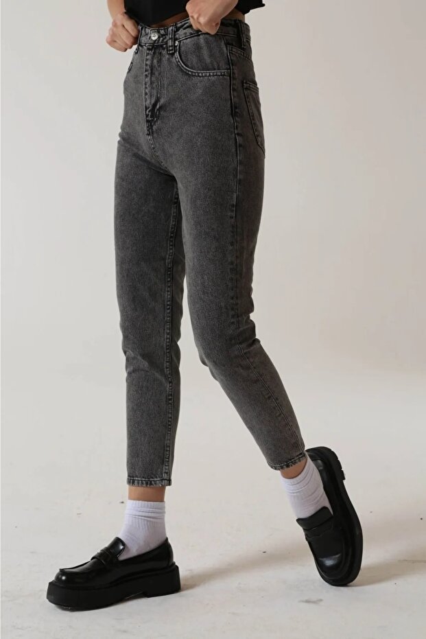 Bonjour Mom Fit Jeans Smoke Color Jeans Anthracite Lycra Boyfriend