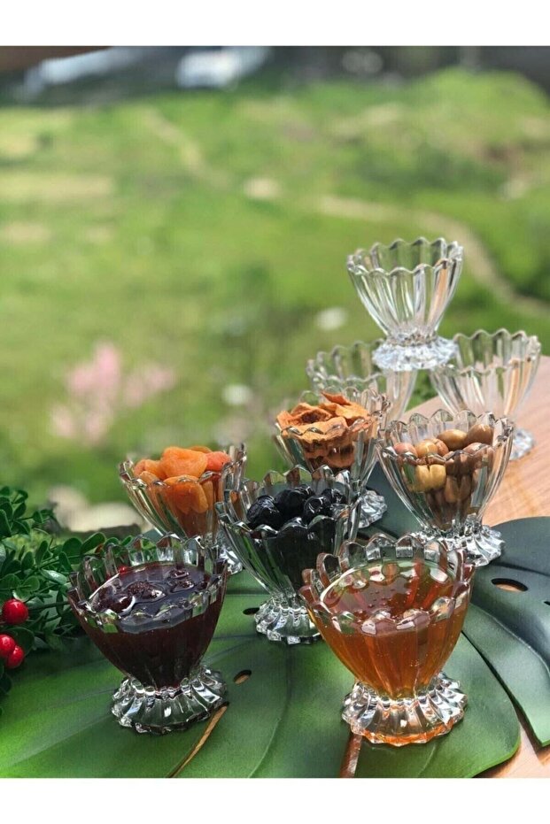 Luxury Glass Magnolia Ice Cream Bowl & Snack Bowl Jam Bowl Set of 6