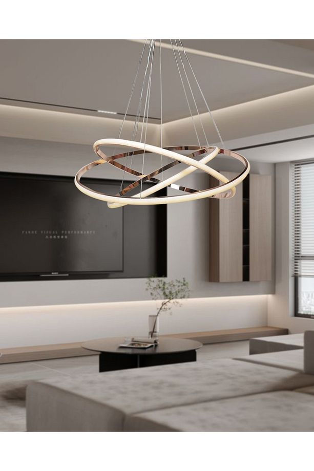Tt300-3 Fsr Halka 3 Lü Fransız Sarısı Kaplama ( 3 Renk Modüllü ) Led Avize - 1
