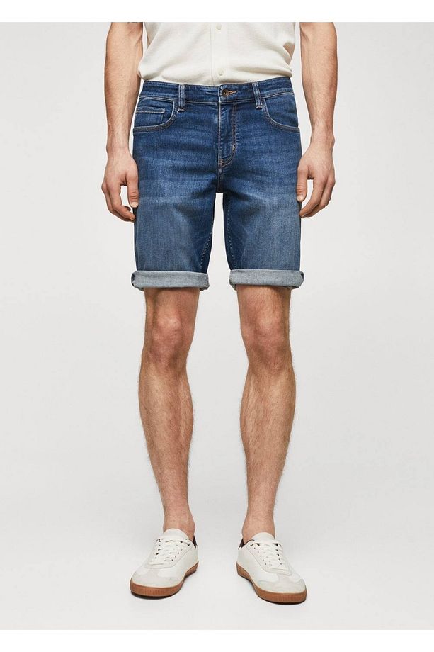 Dar Kesim Denim Bermuda Şort - 1