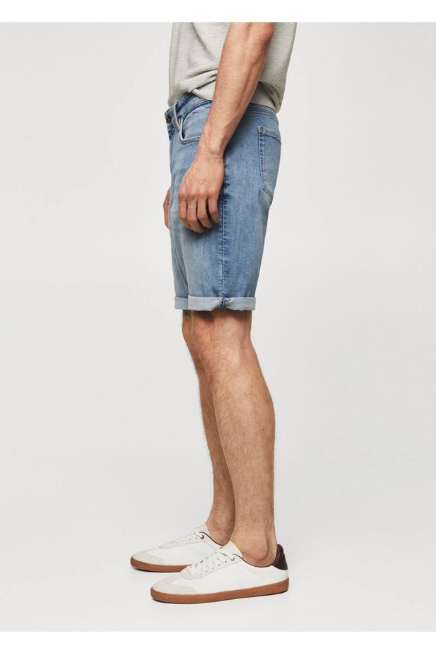Dar Kesim Denim Bermuda Şort - 7