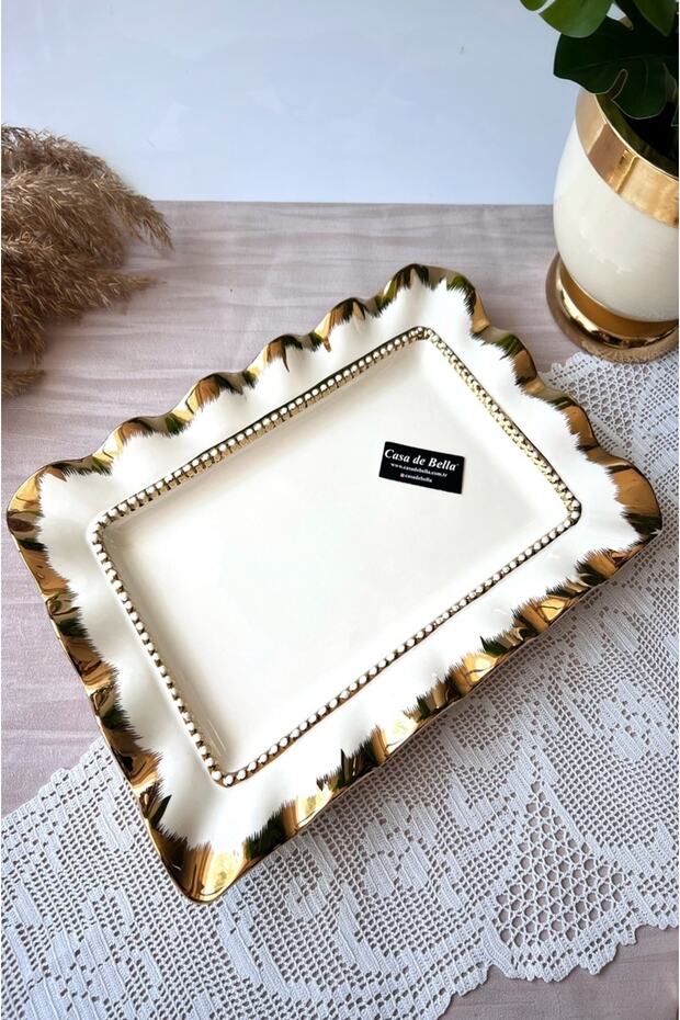 Valonia Gold Large Size Rectangular Presentation Service 36cm