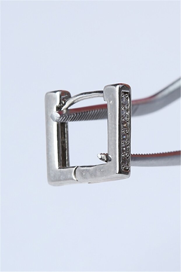 Taşlı Kare (küpe) Silver Piercing