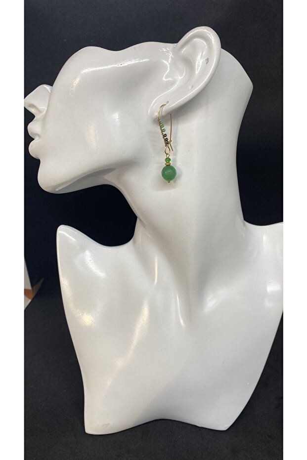 Handmade Ethnic Authentic Hippie Bohemian Jade Stone Earrings