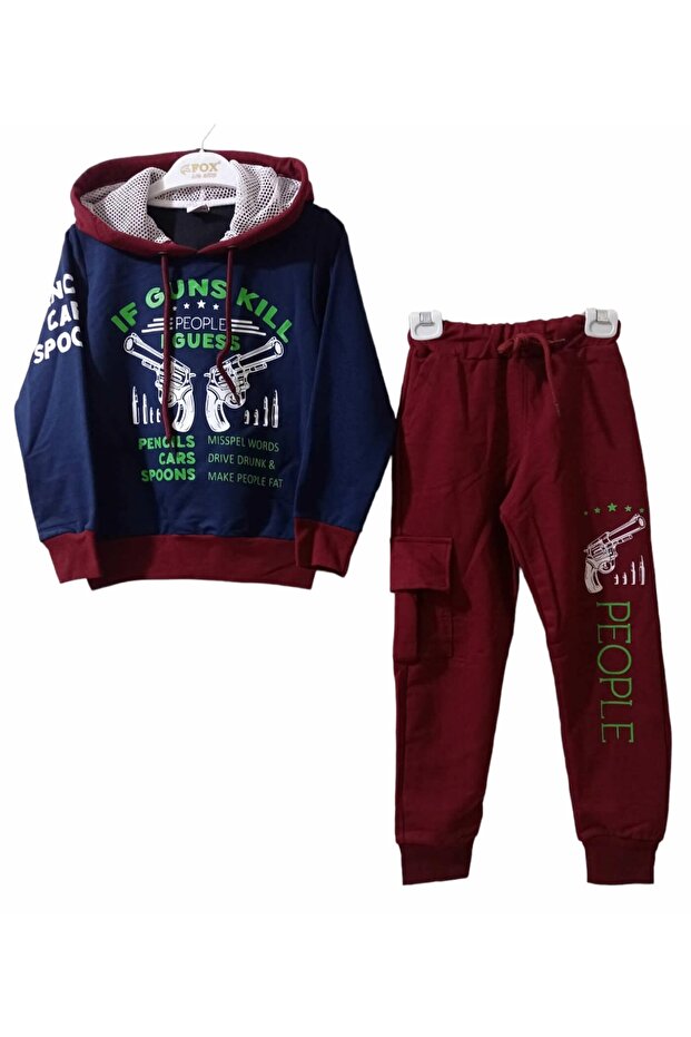 Hooded Printed Lycra Combed Cotton Kids Tracksuit Set