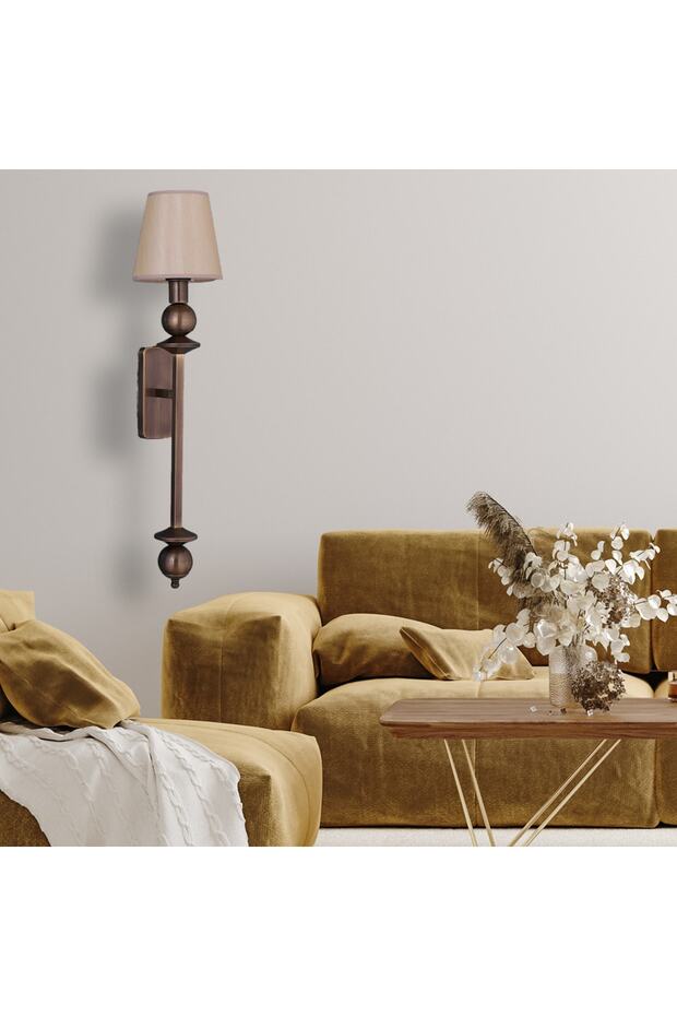 Firenze Modern Eskitme Aplik Kumaş Başlık Şık Duvar Apliği - 6