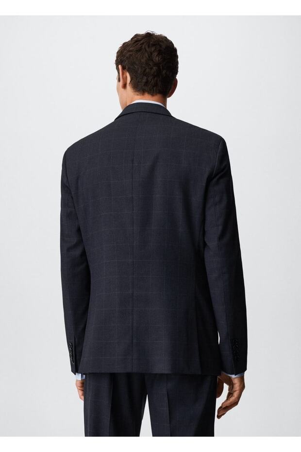 Slim Fit Checkered Blazer Jacket - 4
