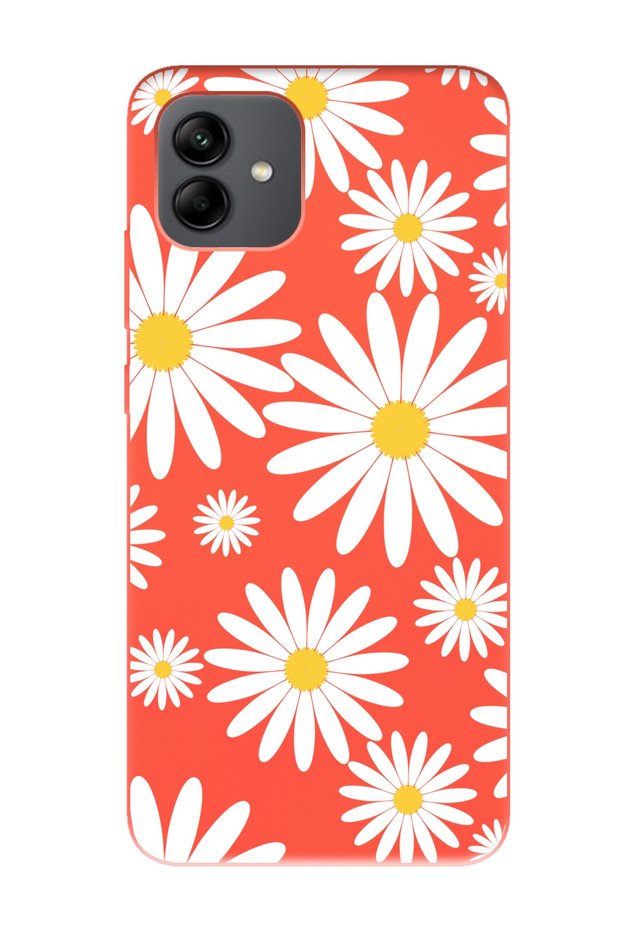 Samsung A04 Big Daisy Design Orange Launch Phone Case