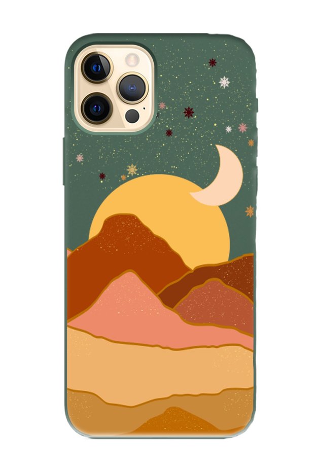 iPhone 14 Pro Mountain Art Design Dark Green Launch Phone Case