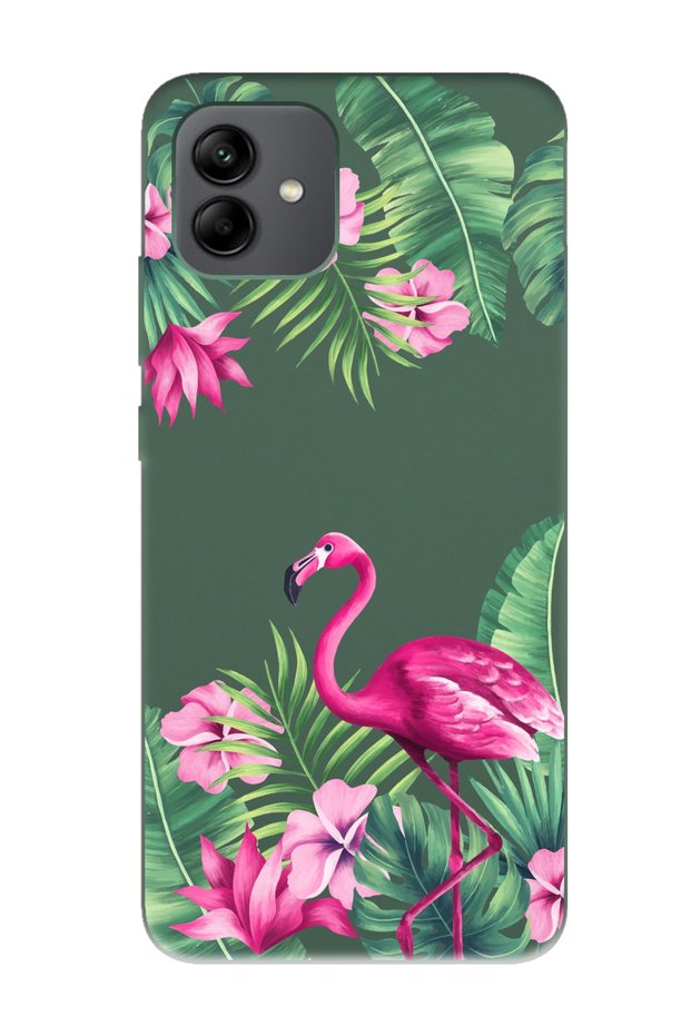 Samsung A04 Tropical Flamingo Design Dark Green Launch Phone Case