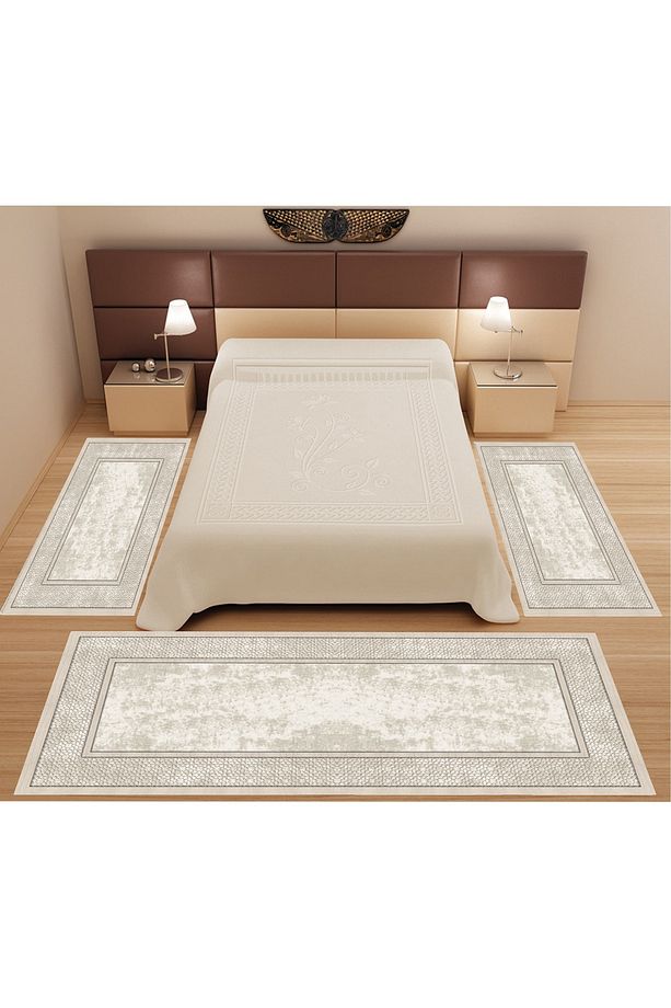 Dijital Baskılı 3 'lü Yatak Odası Halısıyolluk Takımı 2 Adet 80x150 Cm 1 Adet 80x300 Cm - 1