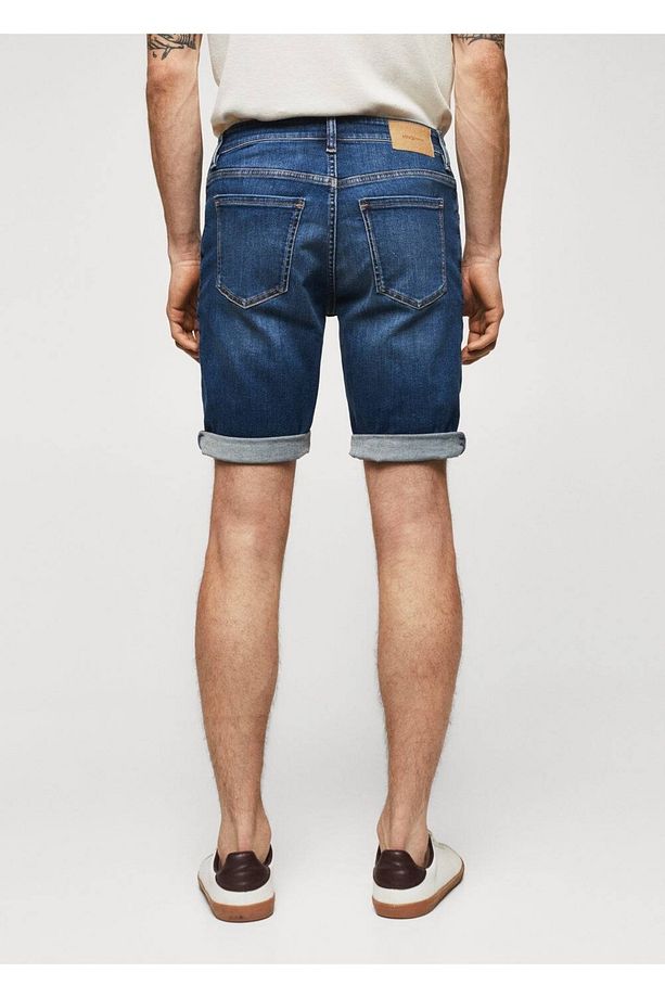 Dar Kesim Denim Bermuda Şort - 4
