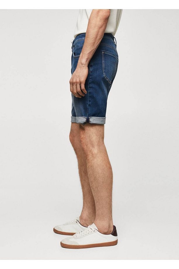 Dar Kesim Denim Bermuda Şort - 7