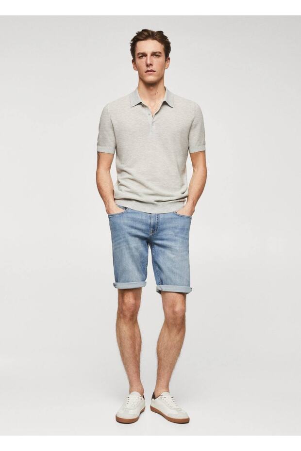 Dar Kesim Denim Bermuda Şort - 2