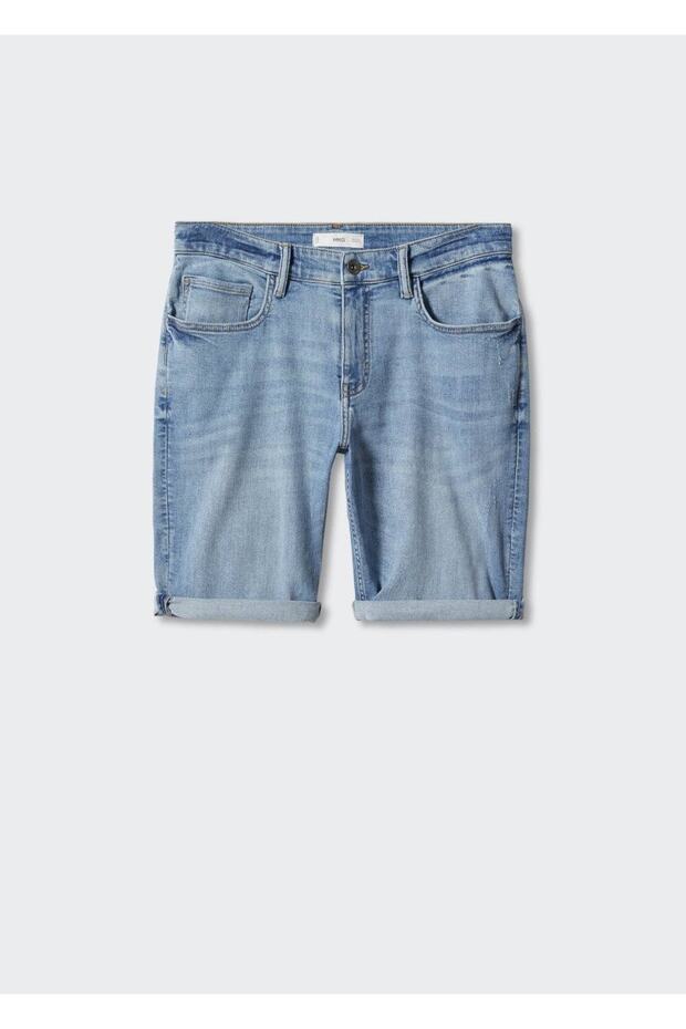 Dar Kesim Denim Bermuda Şort - 3