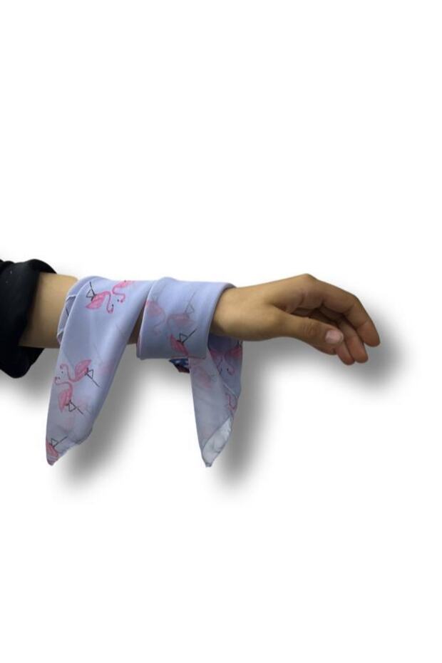 Flamingo Patterned Lilac Chiffon Scarf