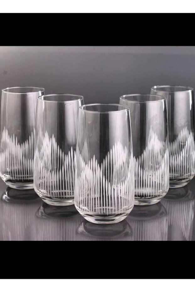 Luxury Cut-Off 6-Piece Water Soft Drink Glass Set, Long Water Glass for 6 People