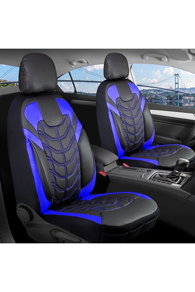 Dacia Sandero Stepway - طقم أريكة جلدية فاخرة، موديل Clasyy، طقم أمامي وخلفي، أزرق