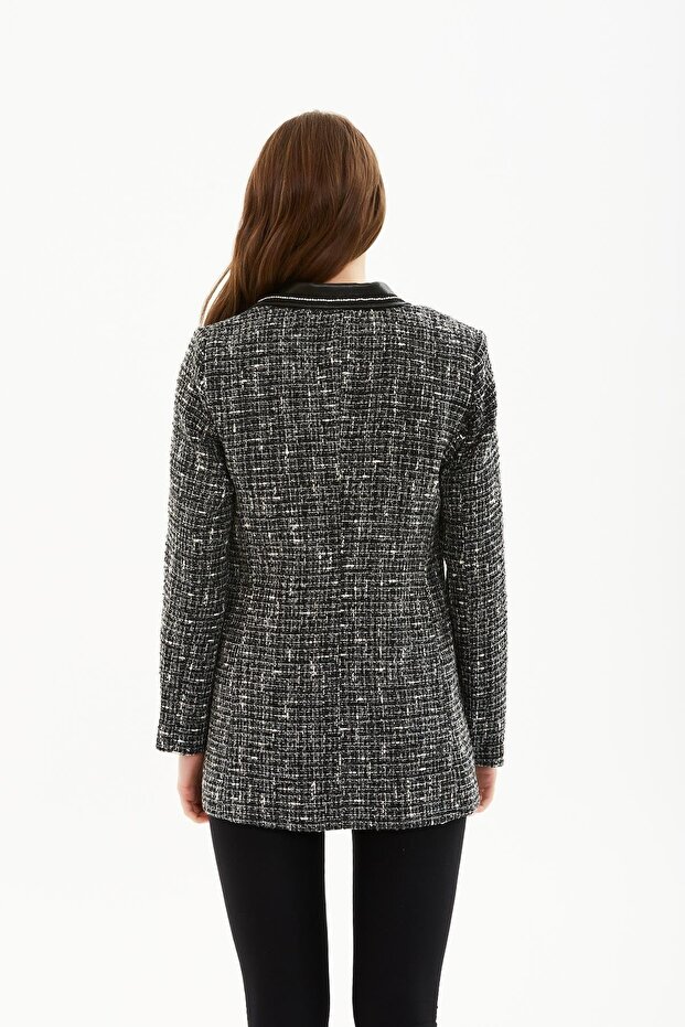 Taş Düğmeli Derili Ceket - 3