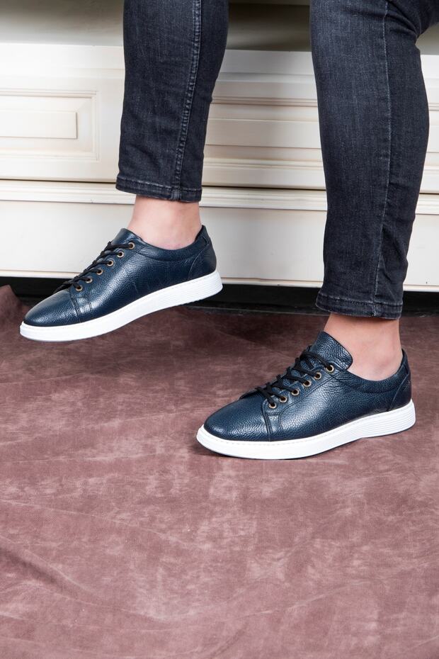 Verano valódi bőr férfi alkalmi cipők nyári sportcipők, könnyű cipők sötétkék - 5