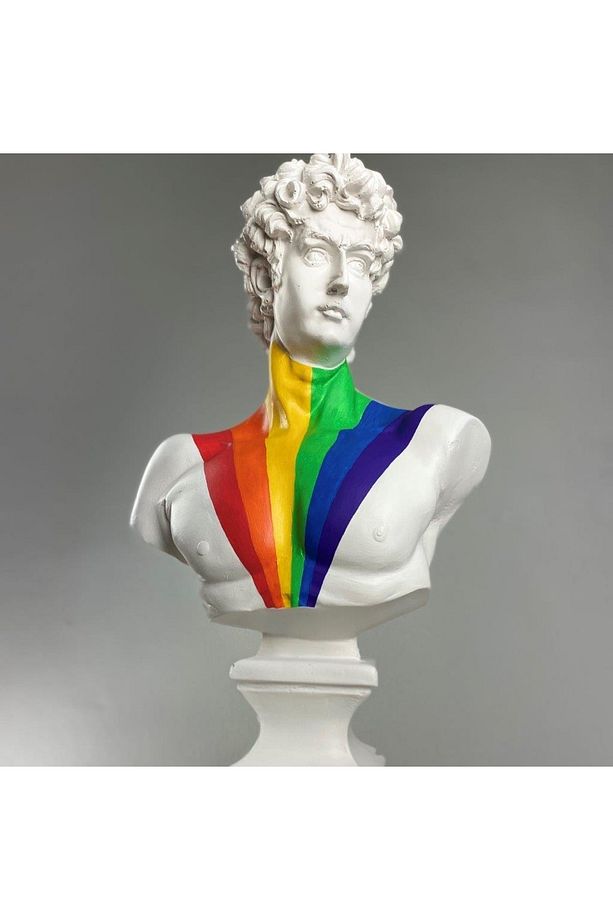 Michelangelo David Rainbow Heykel Büyük Boy Büst - 4