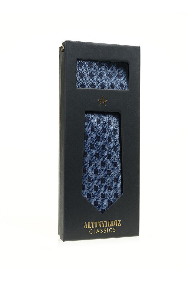 Blue - Navy Blue Men's Tie Handkerchief Tk 4A4123100501