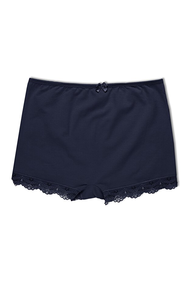 Navy Blue Lace Detailed Cotton Women's Tights Shorts