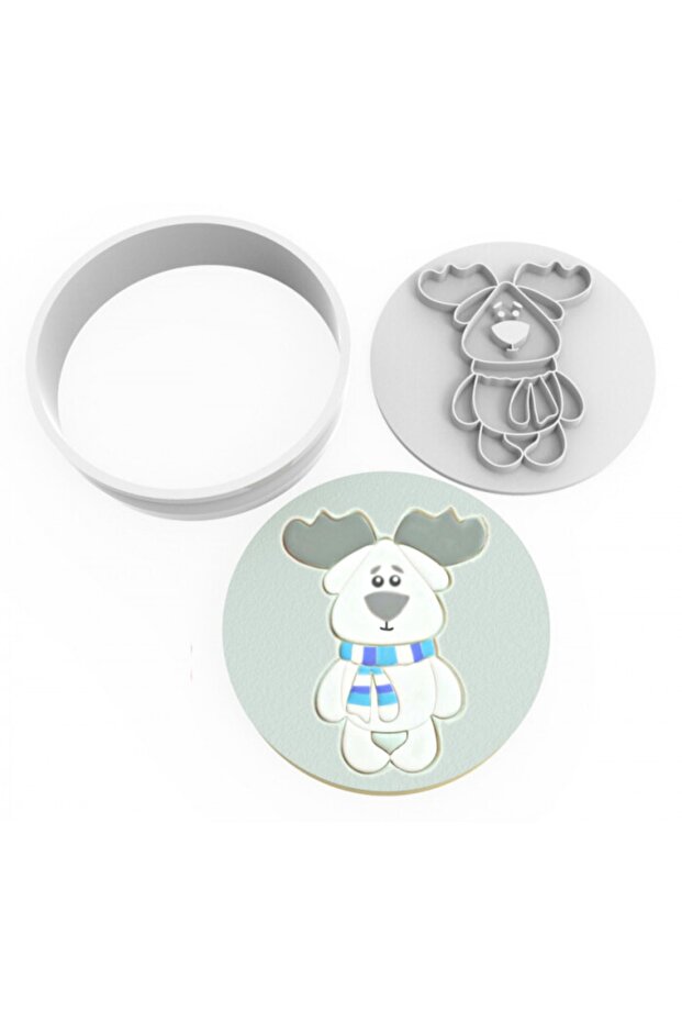 Cute Reindeer Cookie Mold Stamp And Cutter Sugar Dough Set