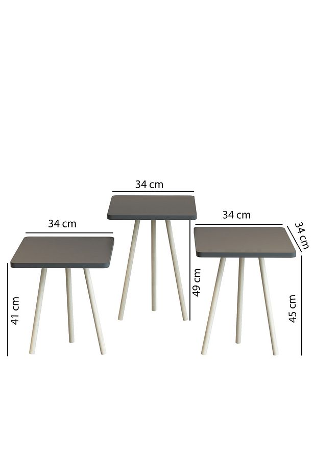 3'lü Zigon Sehpa Kare Model Zigon Sehpa Gürgen Ayak - 4