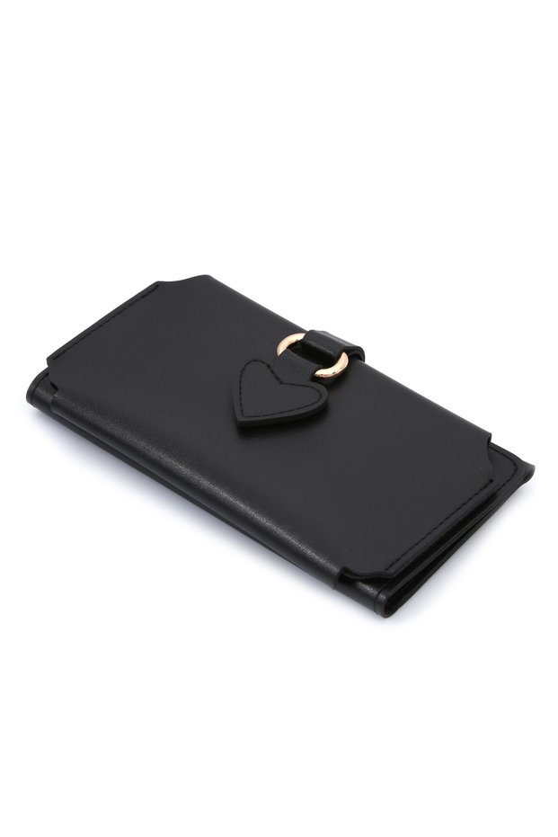 Women's Wallet Soft Leather Buckle Accessory Black Wallet Card Holder Phone Compartment