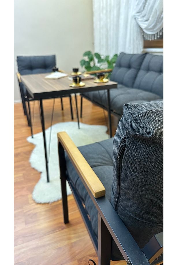 Modern Sarıyer Balkon, Bahçe, Cafe - Metal Kanepe Koltuk Takımı - 3+1+1+masa - 8