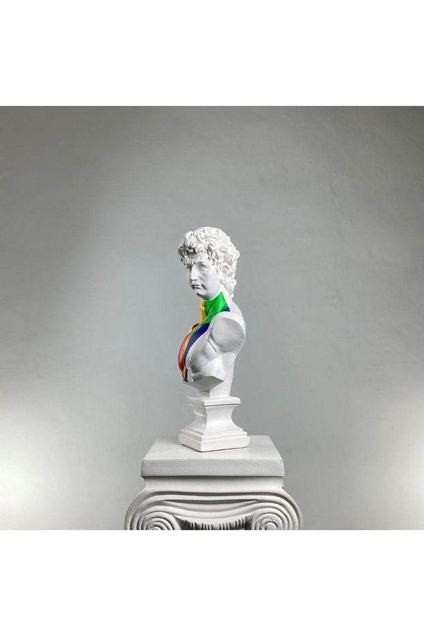 Michelangelo David Rainbow Heykel Büyük Boy Büst - 5
