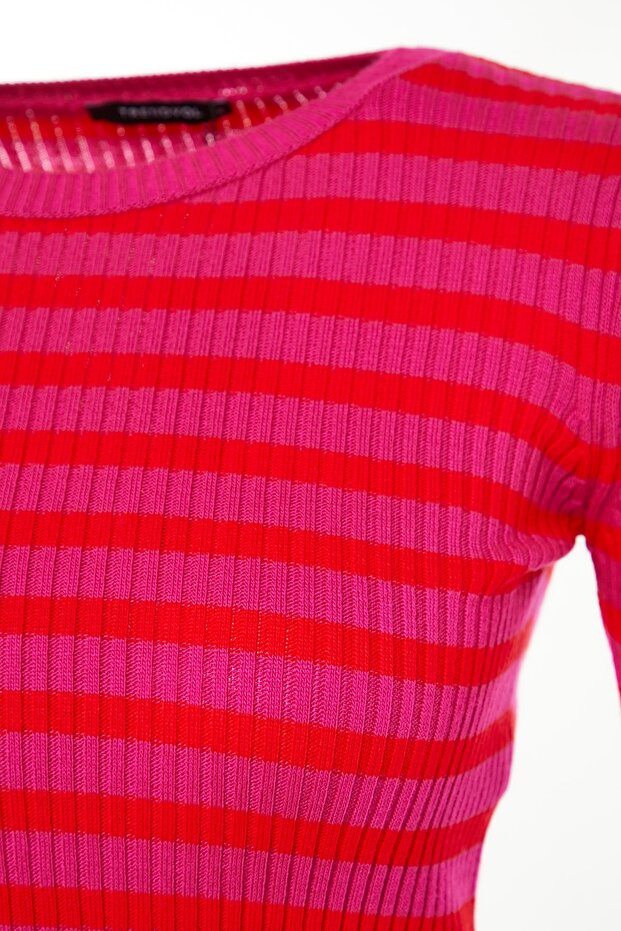 Fuchsia Basic gestreifter Pullover TWOSS20KZ0075 - 7