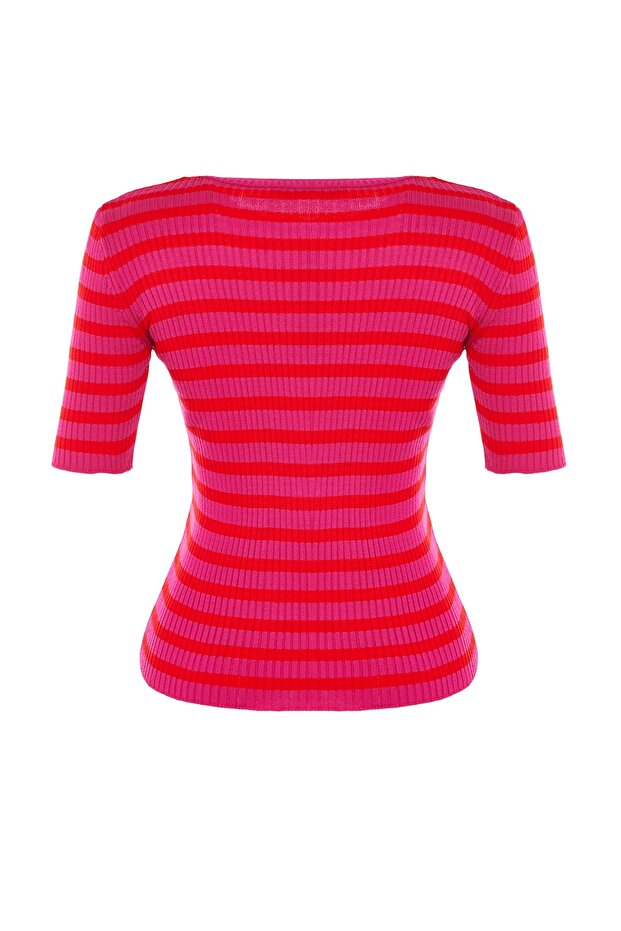 Fuchsia Basic gestreifter Pullover TWOSS20KZ0075 - 8