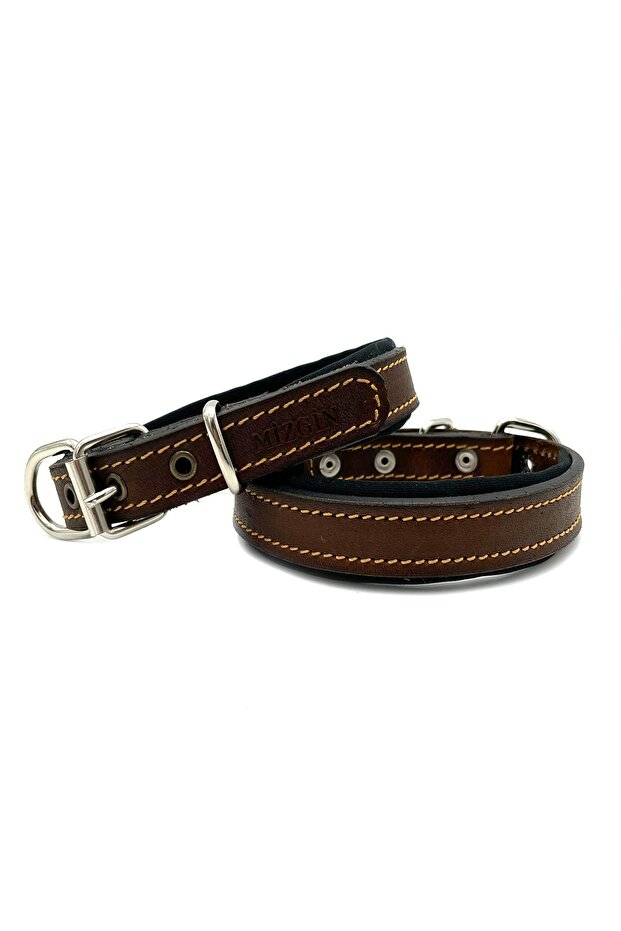 Dark Brown Soft Textured Small Breed Leather Dog Collar