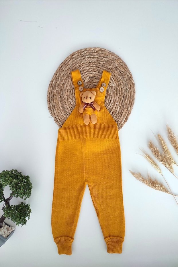 Recos Mustard Yellow Teddy Bear Baby Knitwear Slopet