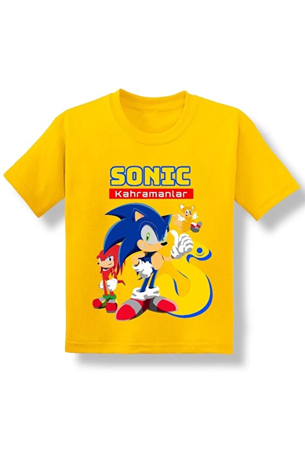 Children's Sonic Printed Boy's Short Sleeve Summer T-shirt 3-14 Years