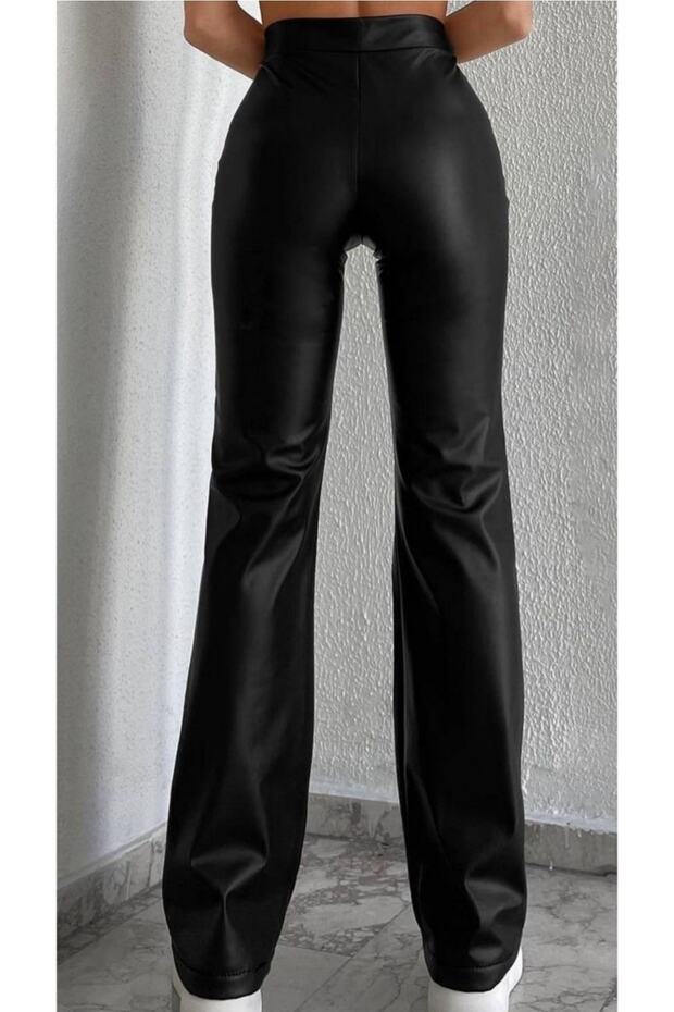 Ispanyol Paça Deri Pantolon - 3