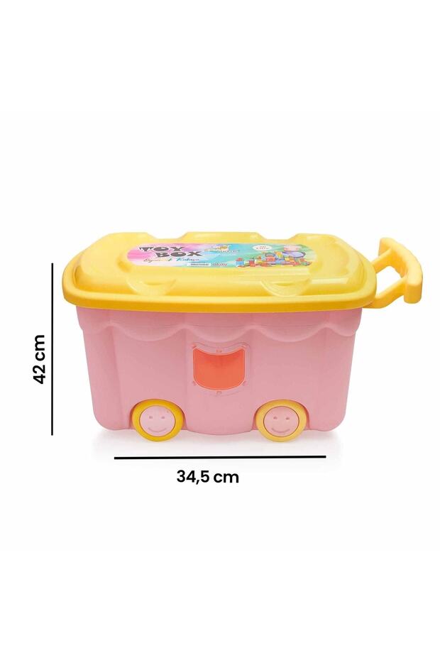 Tekerlekli Oyuncak Kutusu - Pembe - 50 Lt - 8