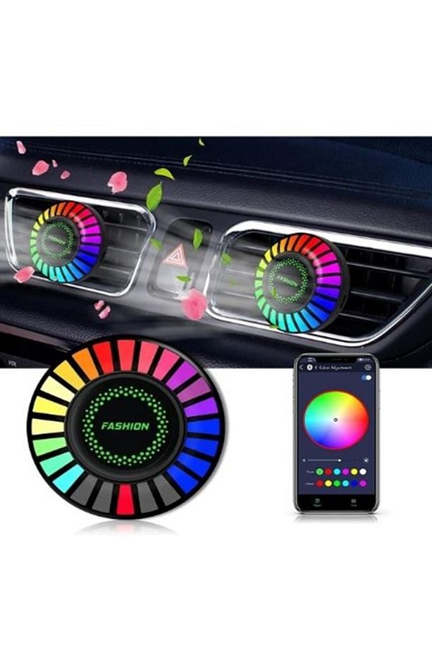 Bluetooth Özellikli Araç Kokulu Aroma Ekolayzer Ritim Işığı 24 Ledli 170 Renk Modlu 2 Adet Set - 1