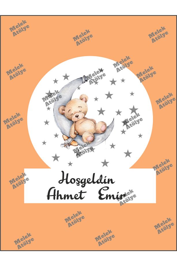 Bebek Çocuk Isme Özel Kapı Süsü Uyuyan Ayıcık Konsept - 2