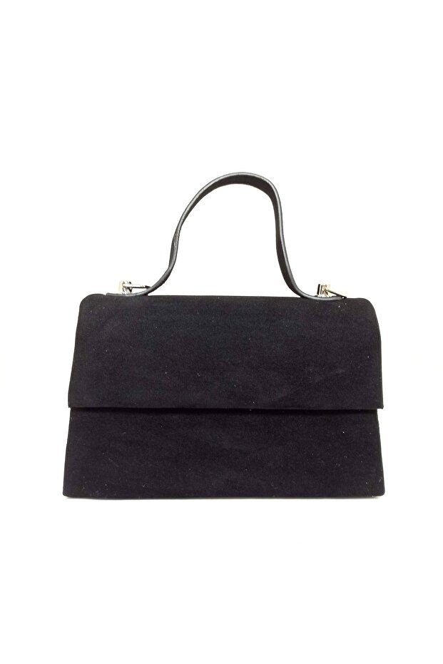 Women's Black Suede Mini Evening Dress Bag
