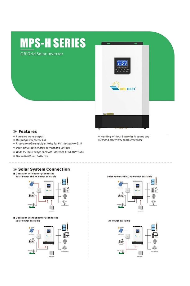5500va 5500 W Watt Tam Sinüs 110ah Mppt Akıllı Inverter 48v-220v 5kva 5kw - 2