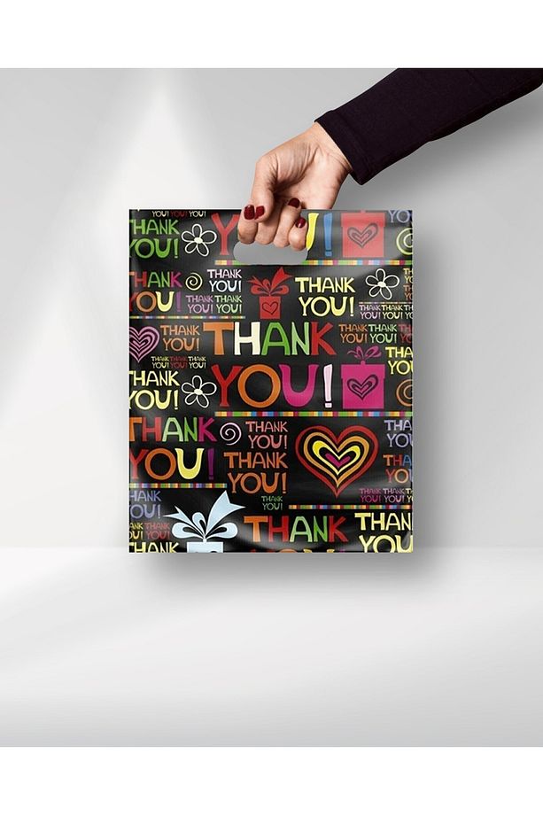 Takviyeli Renkli Thank You Mağaza Poşeti No:4 40x50cm 50 Adet Ayakkabı Poşet - 5