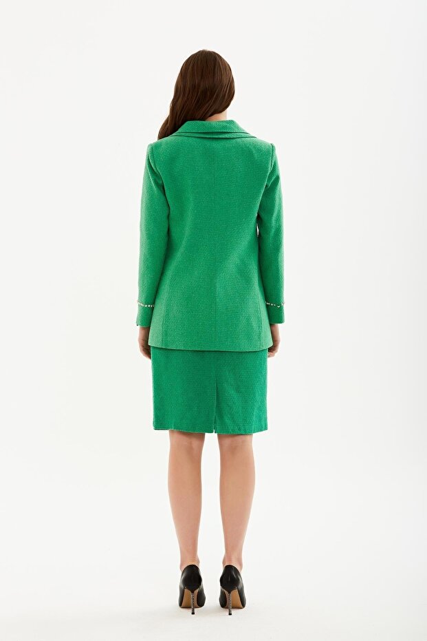 Çift Yaka Taşlı Ceket - 3