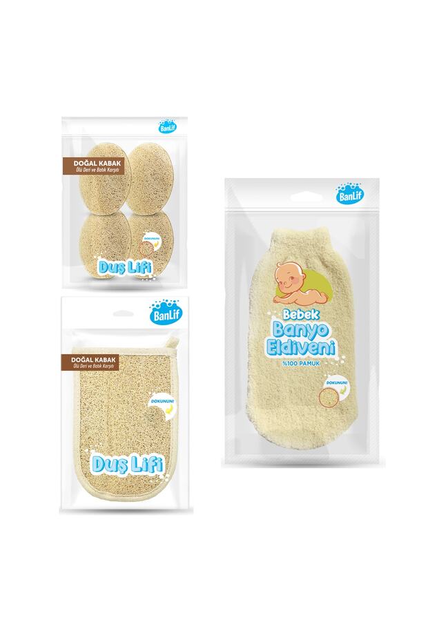 Natural Pumpkin Set And Baby Bath Glove Mother And Baby Set