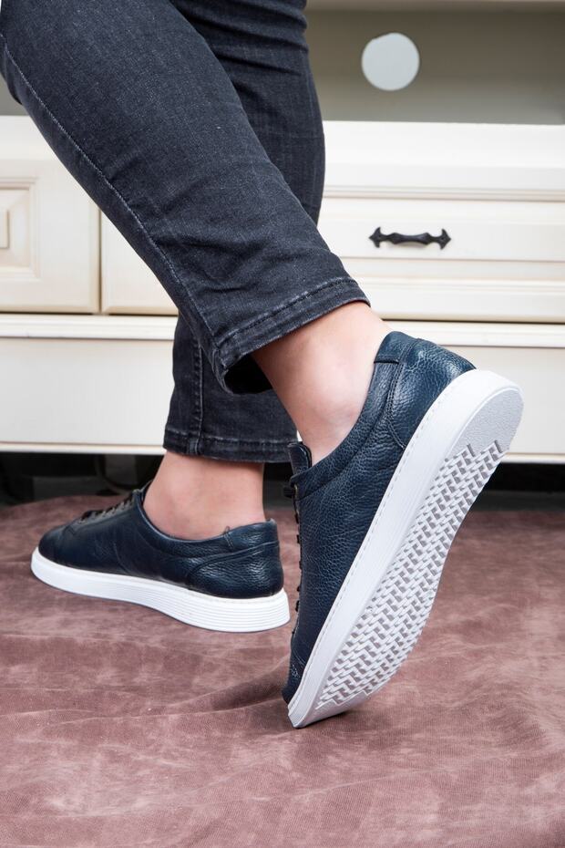 Verano valódi bőr férfi alkalmi cipők nyári sportcipők, könnyű cipők sötétkék - 7