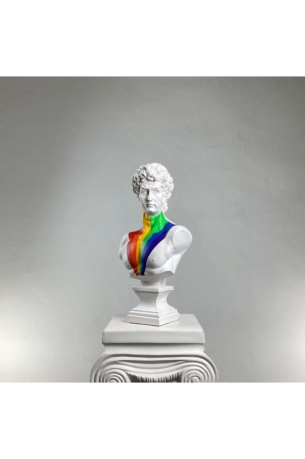 Michelangelo David Rainbow Heykel Büyük Boy Büst - 3