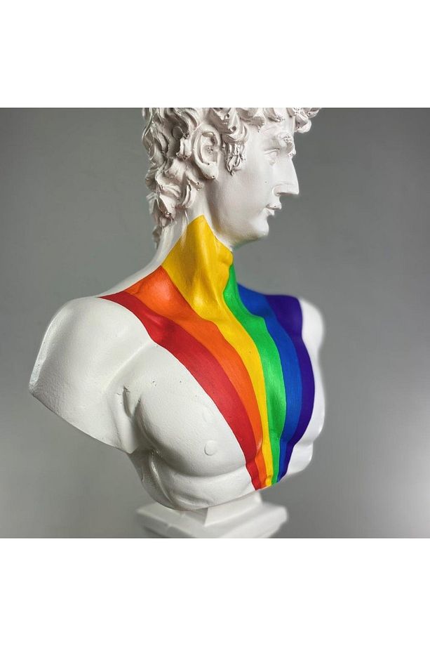 Michelangelo David Rainbow Heykel Büyük Boy Büst - 7